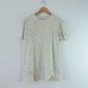 White Marbled Slub T Shirt Mens MEDIUM Space Dye Earthy Casual Prep BELLFIELD